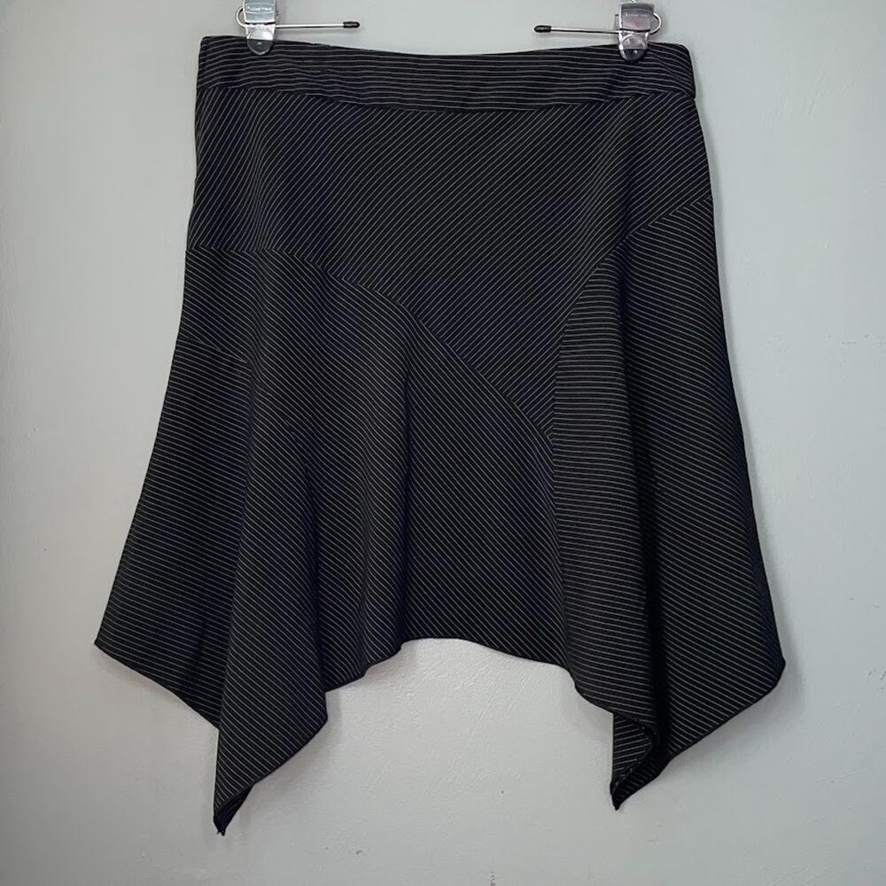 Vintage Y2K Asymmetrical Size 11 12 Black White Pinstripe Skirt Witchy Gothic - Picture 4 of 10